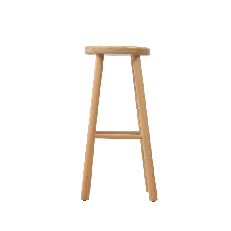 Industrial Solid Wood Counter Stool Round Backless Bar Stool with Footrest