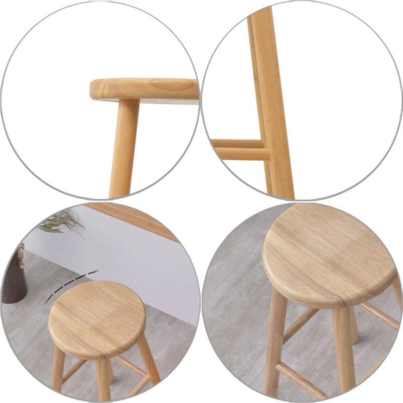 Industrial Solid Wood Counter Stool Round Backless Bar Stool with Footrest