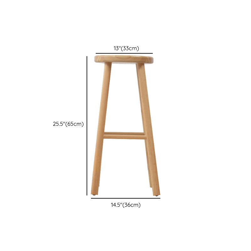 Industrial Solid Wood Counter Stool Round Backless Bar Stool with Footrest