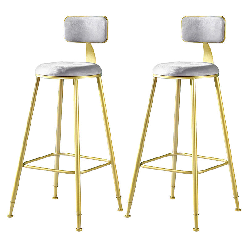 Glam Style Velvet Barstool Round Bar Height Stool with Gold Frame