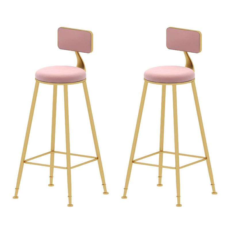 Upholstered Counter Stool Glam Style Low Back Bar Stool with Gold Frame