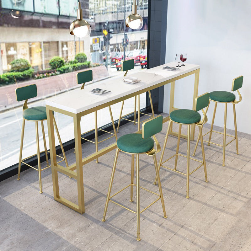 Upholstered Counter Stool Glam Style Low Back Bar Stool with Gold Frame