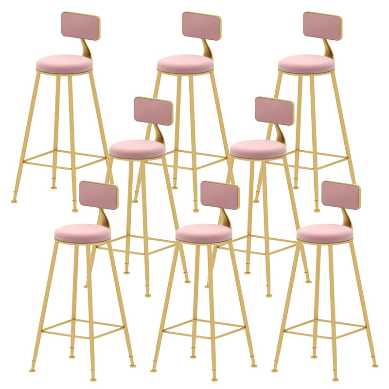 Upholstered Counter Stool Glam Style Low Back Bar Stool with Gold Frame