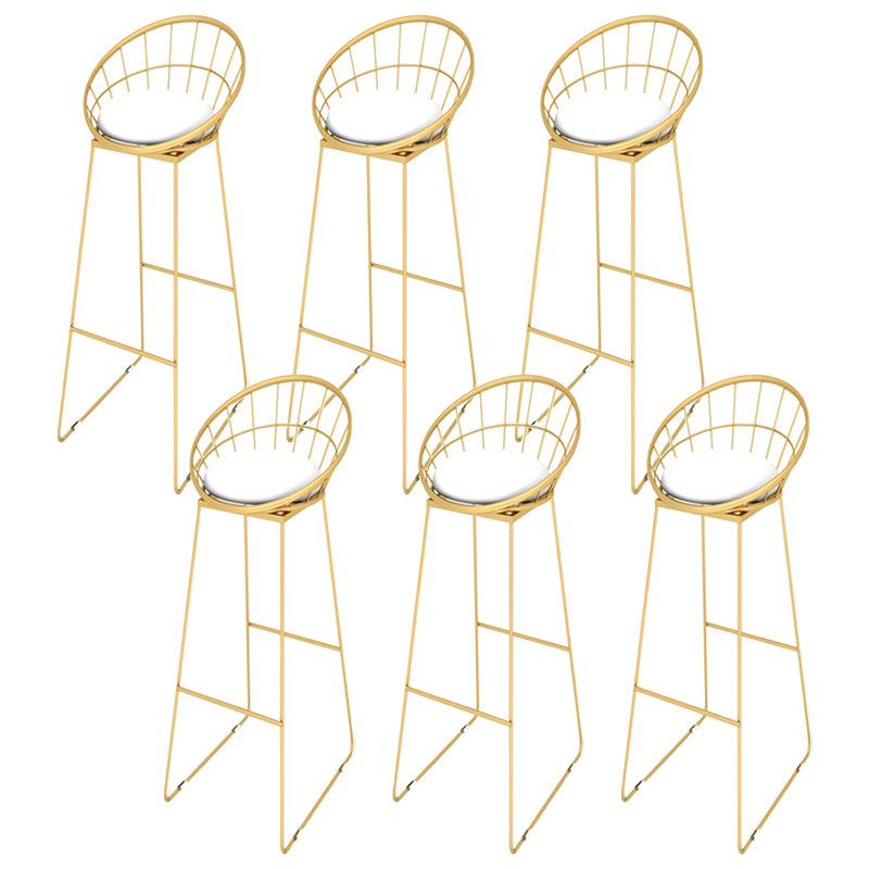 Upholstered Counter Stool Glam Style Low Back Bar Stool with Gold Frame