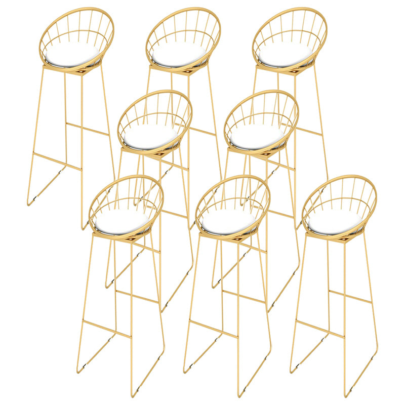 Upholstered Counter Stool Glam Style Low Back Bar Stool with Gold Frame