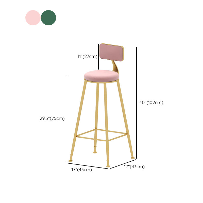 Upholstered Counter Stool Glam Style Low Back Bar Stool with Gold Frame