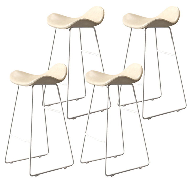 Glam Style Faux Leather Barstool Saddle Seat Bar Stool for Living Room