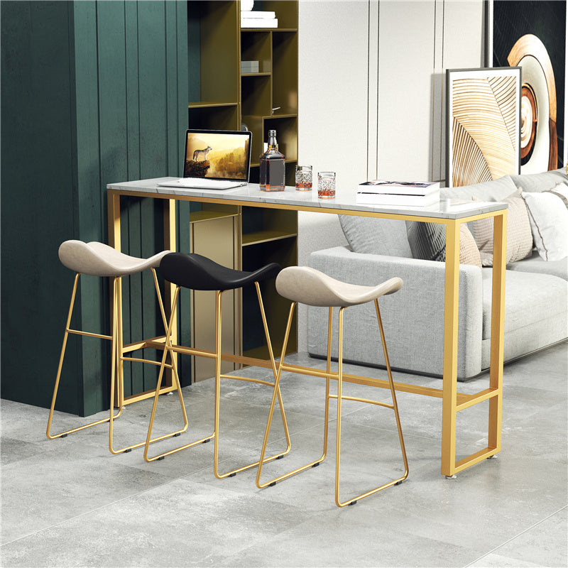 Glam Style Faux Leather Barstool Saddle Seat Bar Stool for Living Room