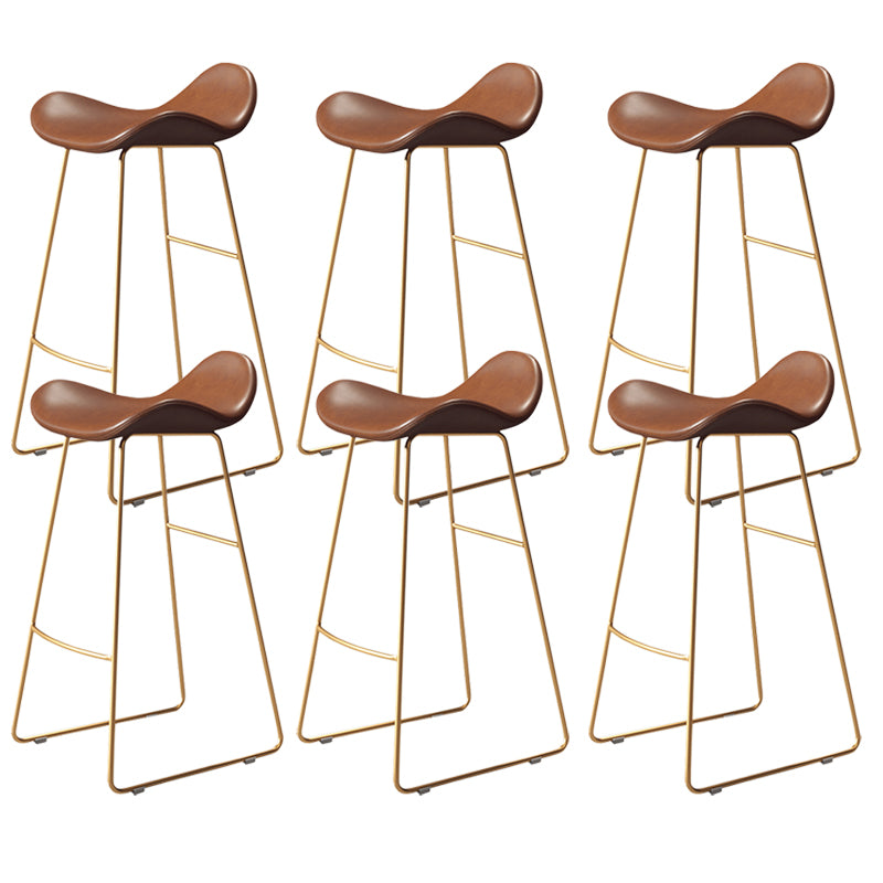 Glam Style Faux Leather Barstool Saddle Seat Bar Stool for Living Room