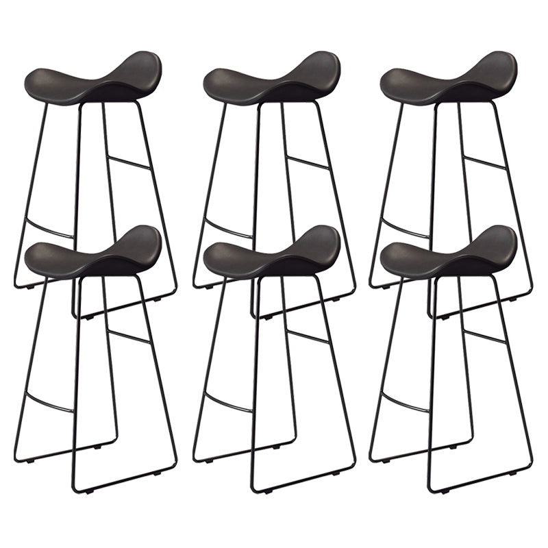 Glam Style Faux Leather Barstool Saddle Seat Bar Stool for Living Room