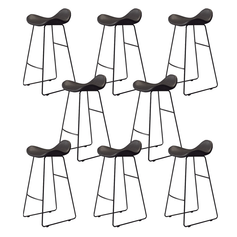 Glam Style Faux Leather Barstool Saddle Seat Bar Stool for Living Room