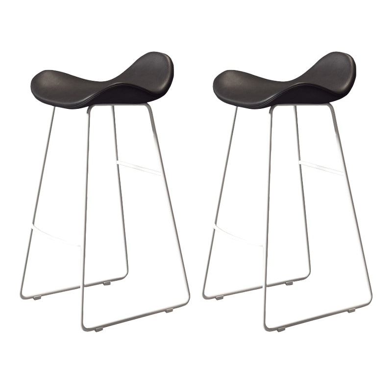 Glam Style Faux Leather Barstool Saddle Seat Bar Stool for Living Room