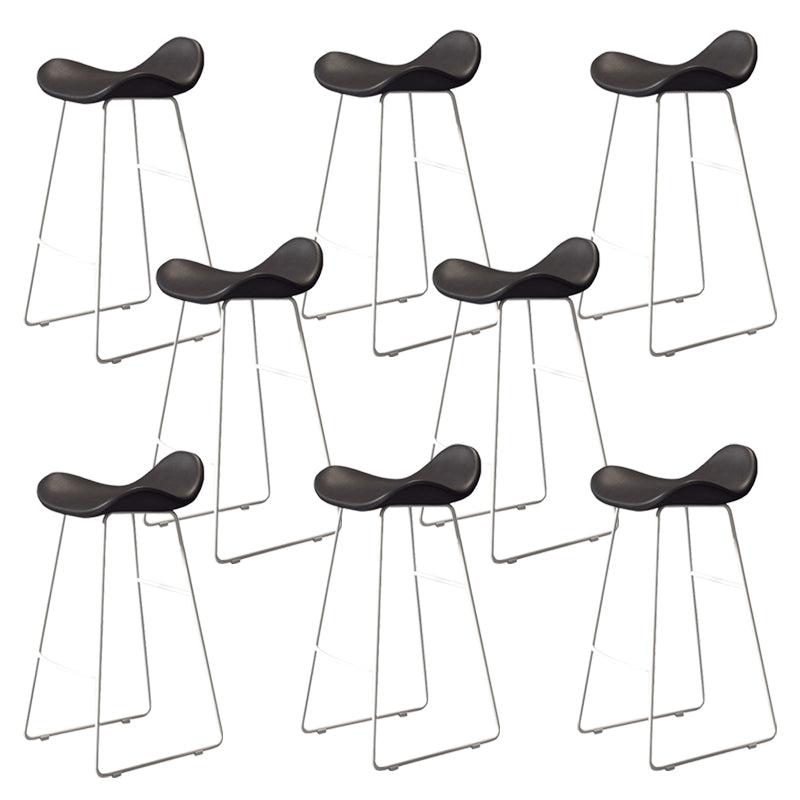 Glam Style Faux Leather Barstool Saddle Seat Bar Stool for Living Room