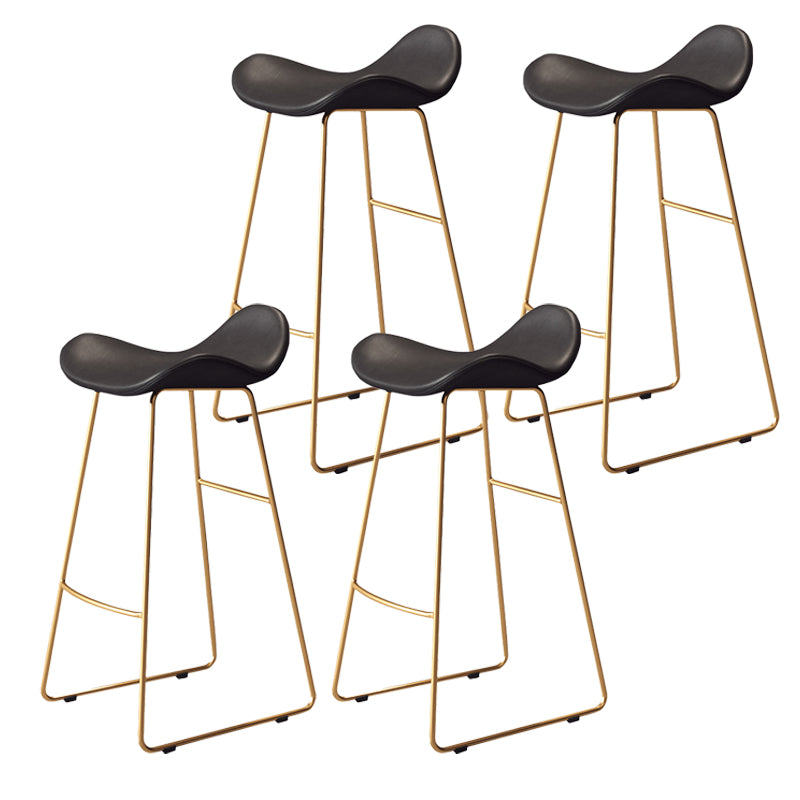 Glam Style Faux Leather Barstool Saddle Seat Bar Stool for Living Room