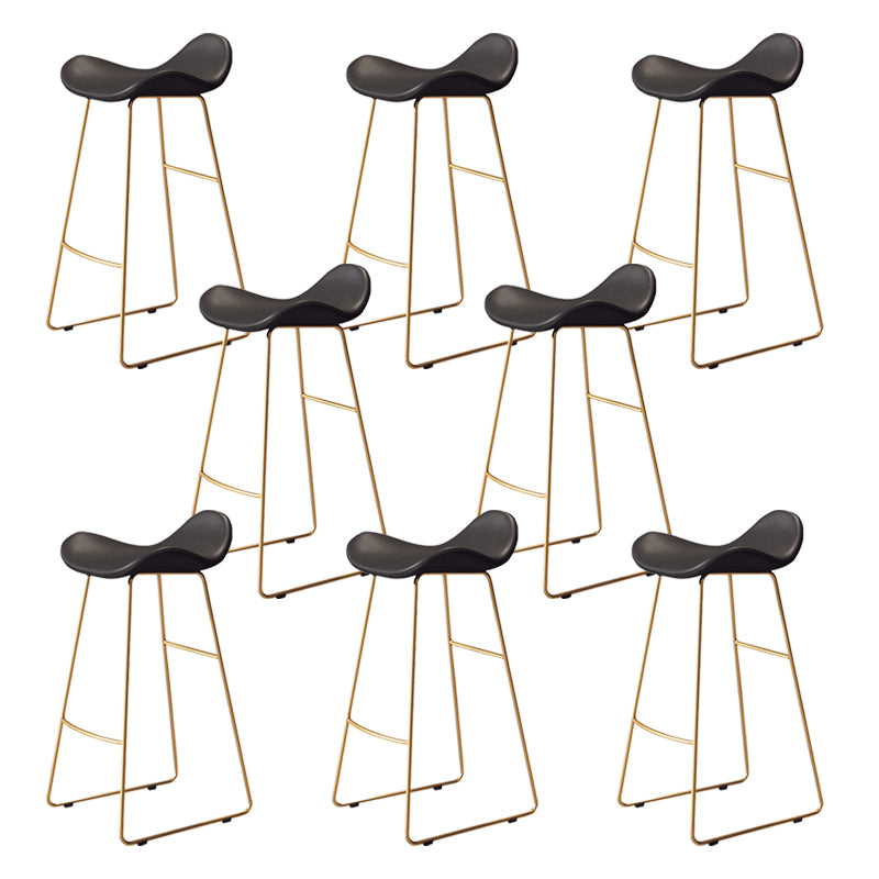 Glam Style Faux Leather Barstool Saddle Seat Bar Stool for Living Room