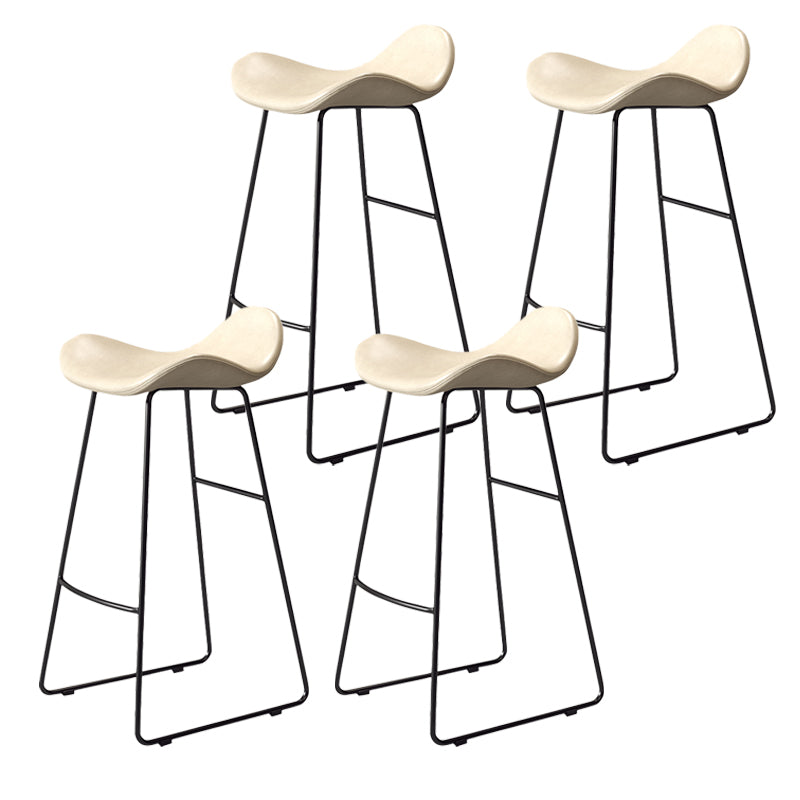 Glam Style Faux Leather Barstool Saddle Seat Bar Stool for Living Room