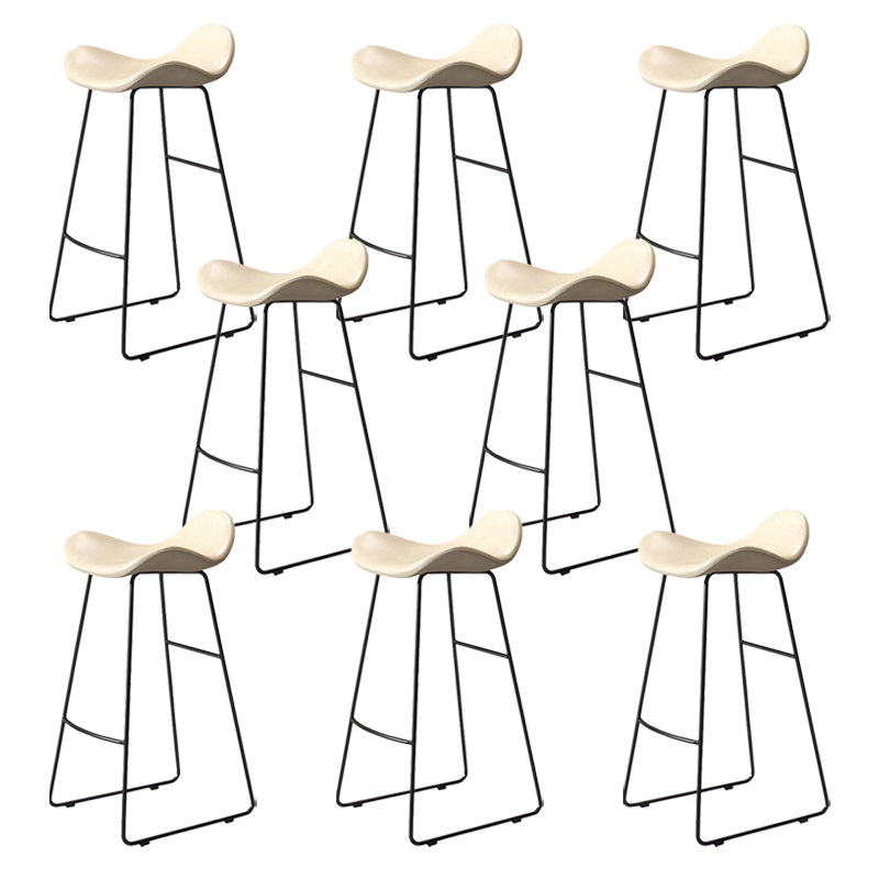 Glam Style Faux Leather Barstool Saddle Seat Bar Stool for Living Room