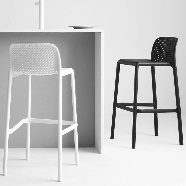 Industrial Plastic Low Back Bar Stool Armless Stackable Bar Stool