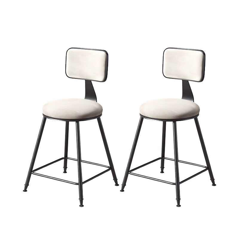 Contemporary Style Barstool Round Low Back Bar Stool with Black Frame