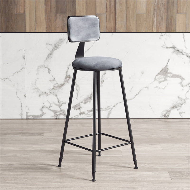 Contemporary Style Barstool Round Low Back Bar Stool with Black Frame