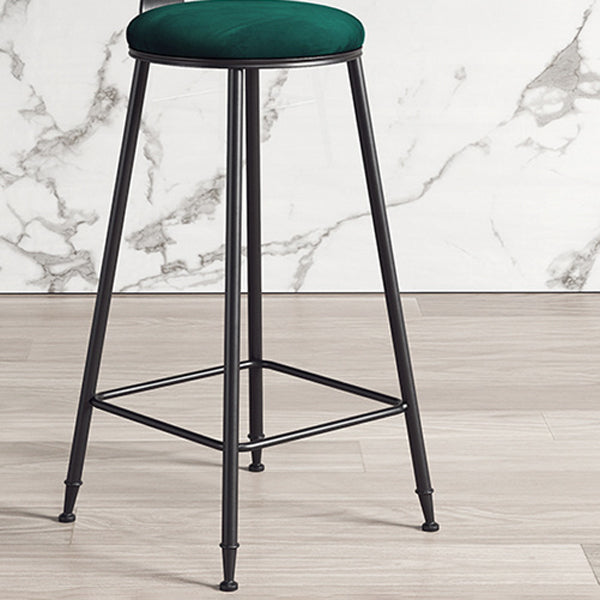 Contemporary Style Barstool Round Low Back Bar Stool with Black Frame