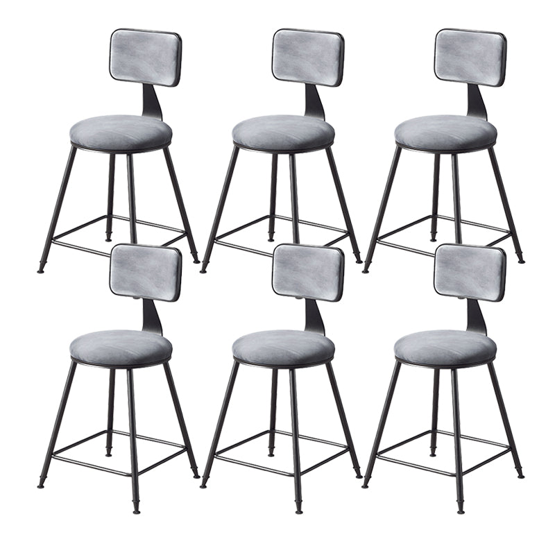 Contemporary Style Barstool Round Low Back Bar Stool with Black Frame