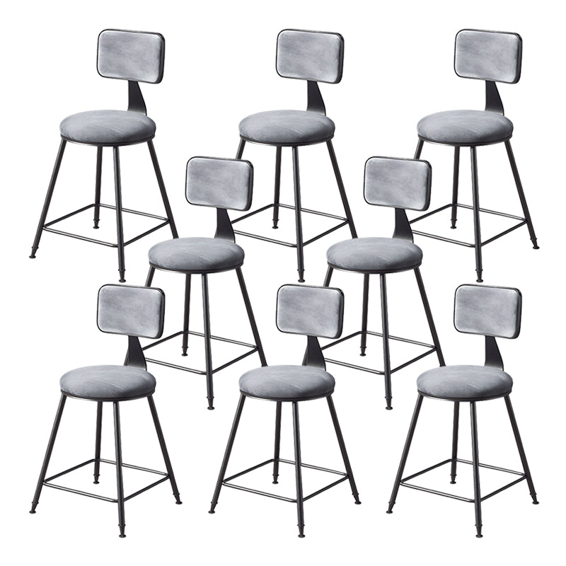 Contemporary Style Barstool Round Low Back Bar Stool with Black Frame