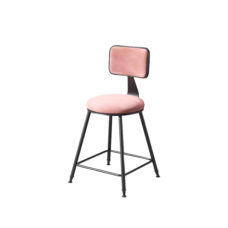 Contemporary Style Barstool Round Low Back Bar Stool with Black Frame