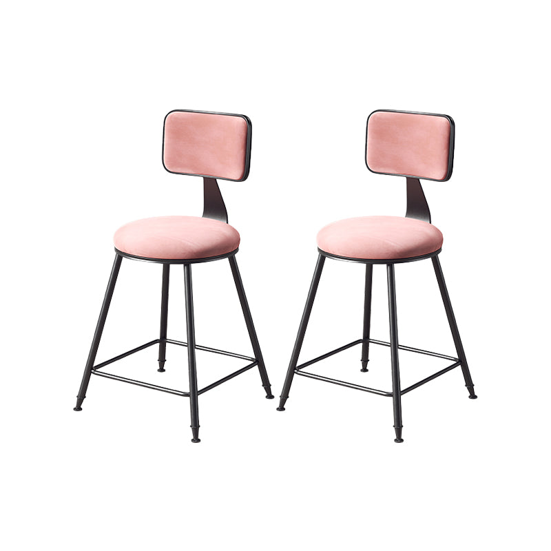 Contemporary Style Barstool Round Low Back Bar Stool with Black Frame