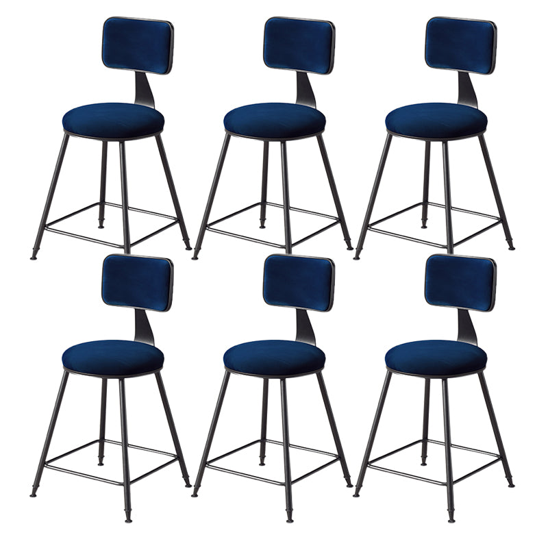 Contemporary Style Barstool Round Low Back Bar Stool with Black Frame