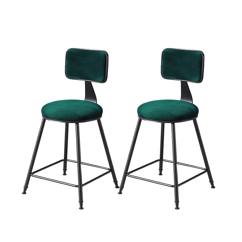 Contemporary Style Barstool Round Low Back Bar Stool with Black Frame