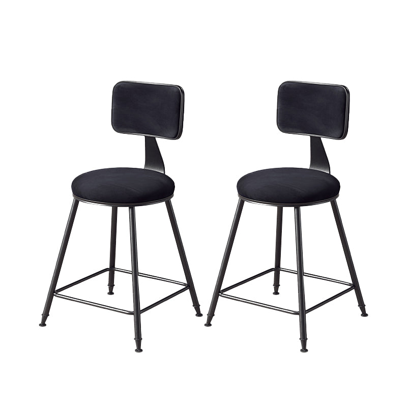 Contemporary Style Barstool Round Low Back Bar Stool with Black Frame