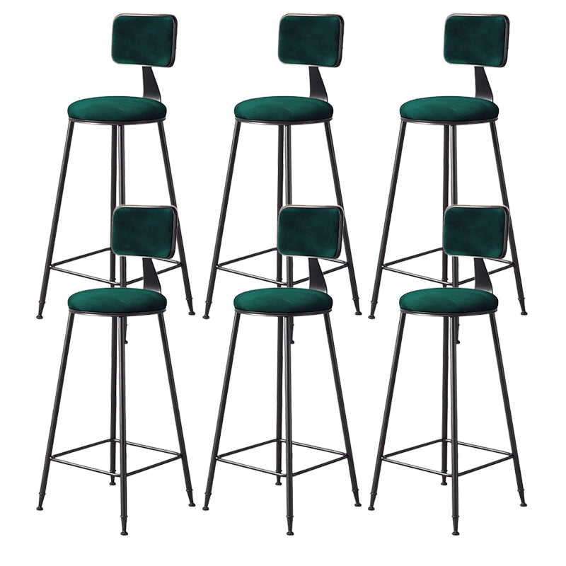 Contemporary Style Barstool Round Low Back Bar Stool with Black Frame