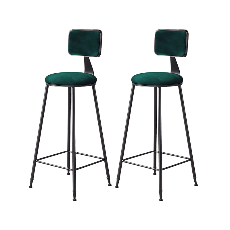 Contemporary Style Barstool Round Low Back Bar Stool with Black Frame