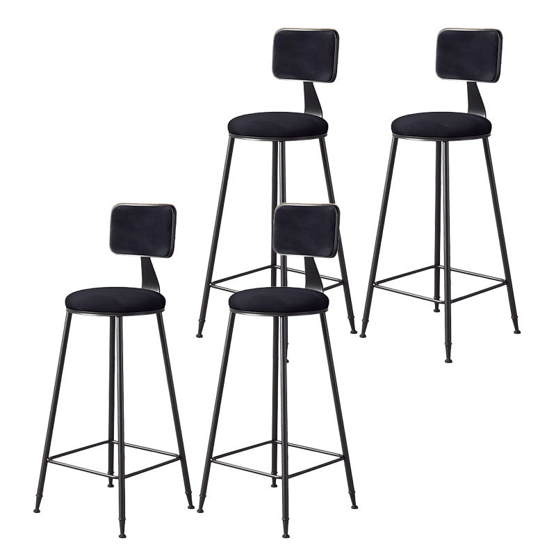 Contemporary Style Barstool Round Low Back Bar Stool with Black Frame