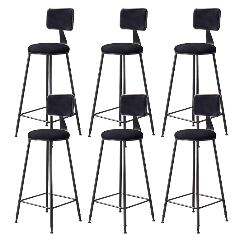 Contemporary Style Barstool Round Low Back Bar Stool with Black Frame