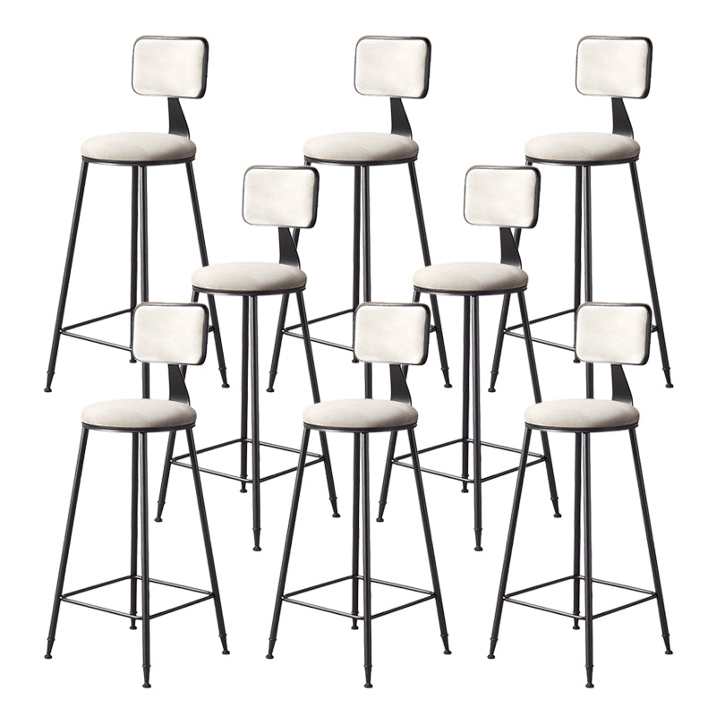 Contemporary Style Barstool Round Low Back Bar Stool with Black Frame