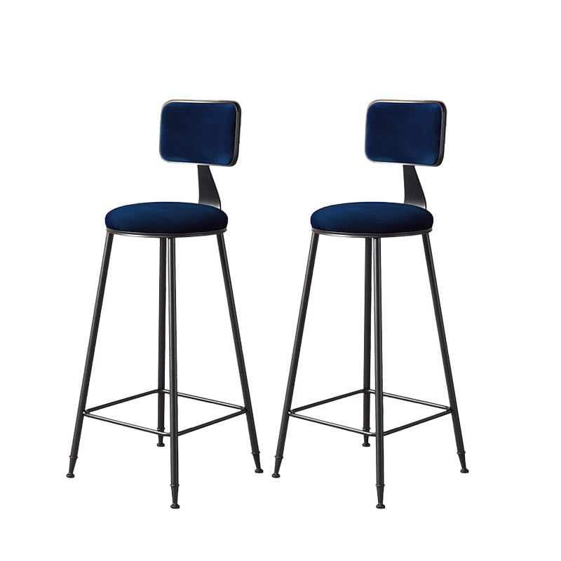 Contemporary Style Barstool Round Low Back Bar Stool with Black Frame