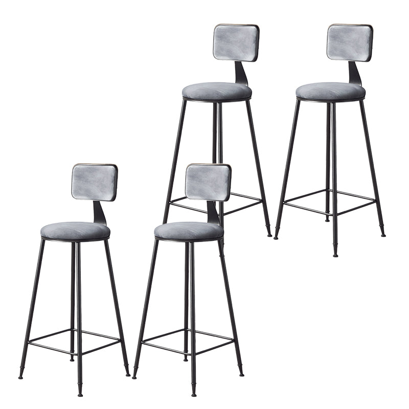 Contemporary Style Barstool Round Low Back Bar Stool with Black Frame