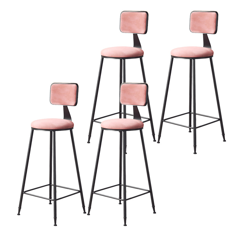 Contemporary Style Barstool Round Low Back Bar Stool with Black Frame