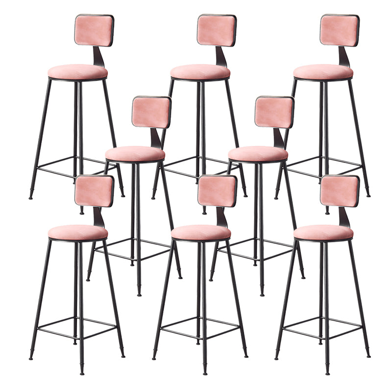 Contemporary Style Barstool Round Low Back Bar Stool with Black Frame