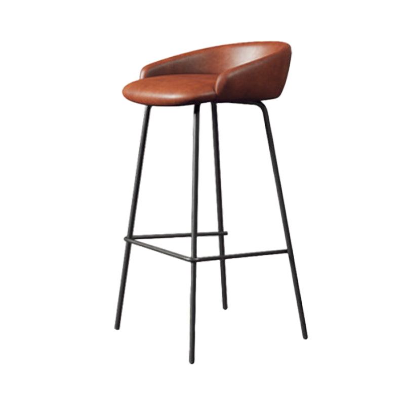 Modern Armless Backrest Counter Stool Iron Bar Stool with Cushion for Milk Tea Shop