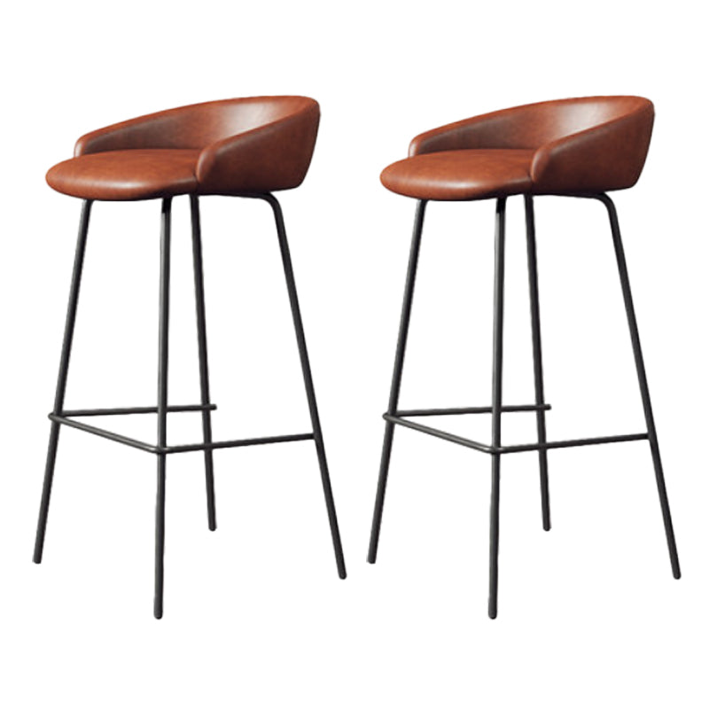 Modern Armless Backrest Counter Stool Iron Bar Stool with Cushion for Milk Tea Shop
