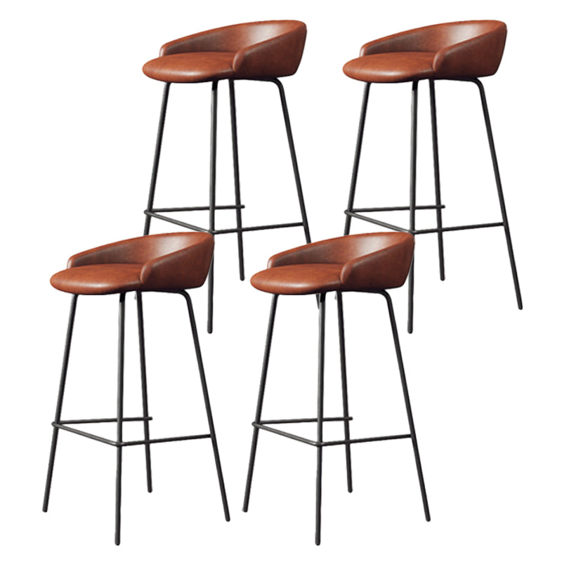 Modern Armless Backrest Counter Stool Iron Bar Stool with Cushion for Milk Tea Shop