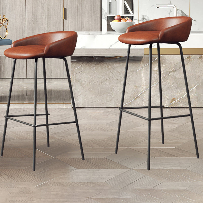 Modern Armless Backrest Counter Stool Iron Bar Stool with Cushion for Milk Tea Shop