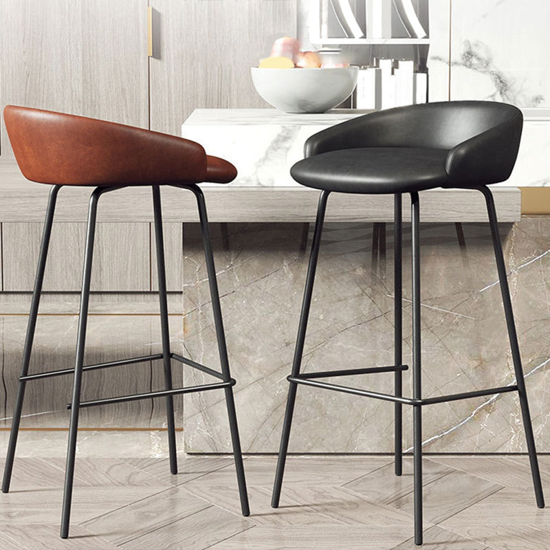 Modern Armless Backrest Counter Stool Iron Bar Stool with Cushion for Milk Tea Shop