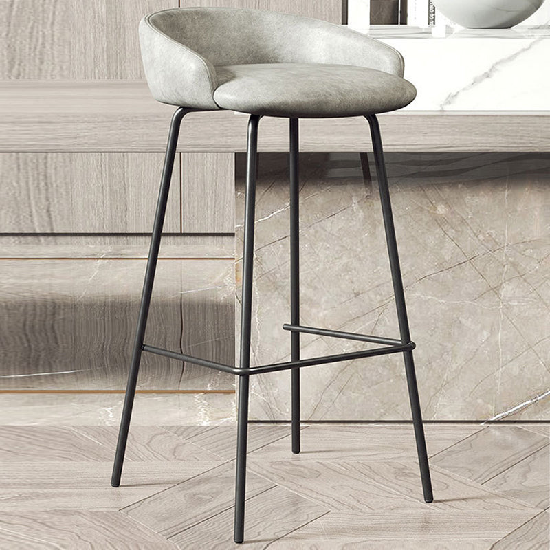 Modern Armless Backrest Counter Stool Iron Bar Stool with Cushion for Milk Tea Shop