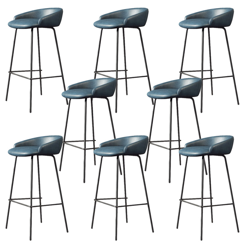 Modern Armless Backrest Counter Stool Iron Bar Stool with Cushion for Milk Tea Shop