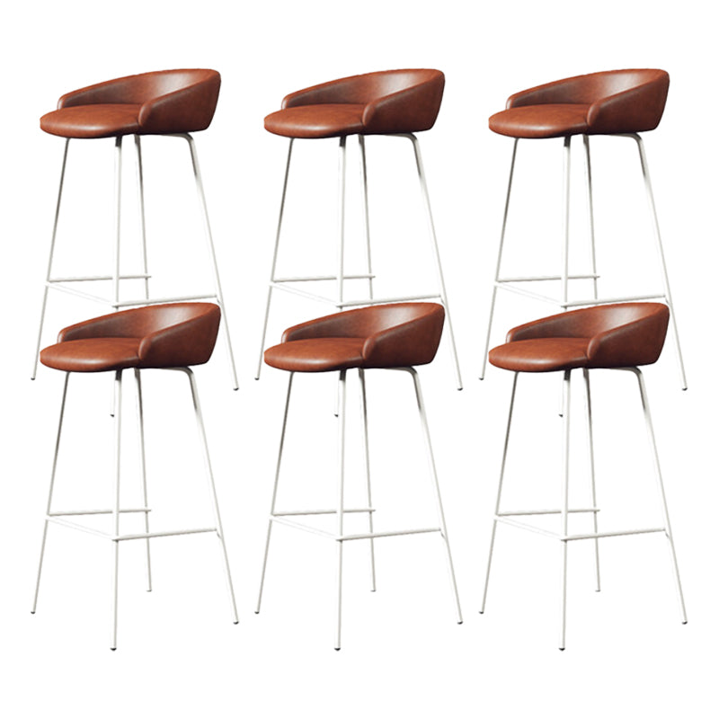 Modern Armless Backrest Counter Stool Iron Bar Stool with Cushion for Milk Tea Shop