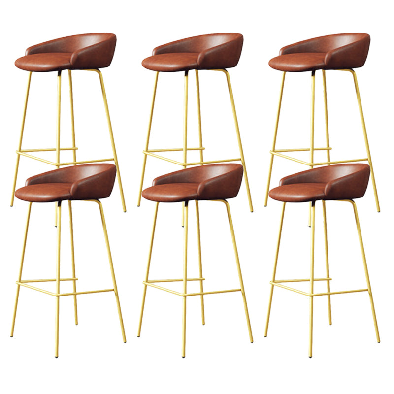 Modern Armless Backrest Counter Stool Iron Bar Stool with Cushion for Milk Tea Shop